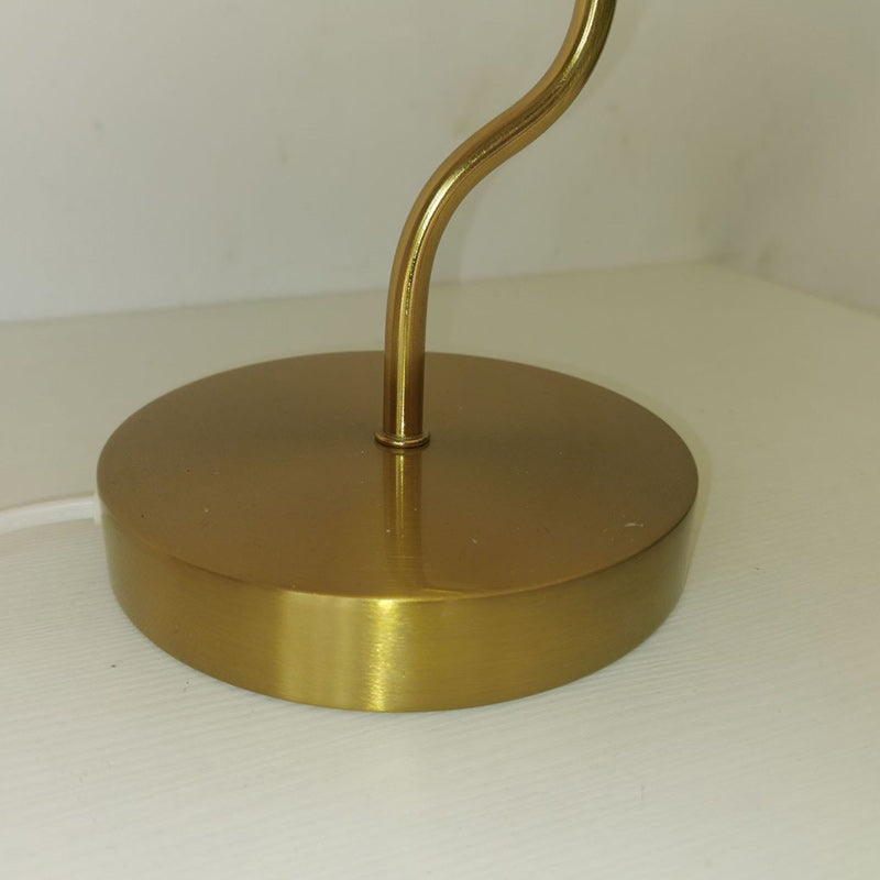 Traditional Vintage Umbrella Curved Long Disc Base Fabric Metal 1-Light Table Lamp For Bedroom