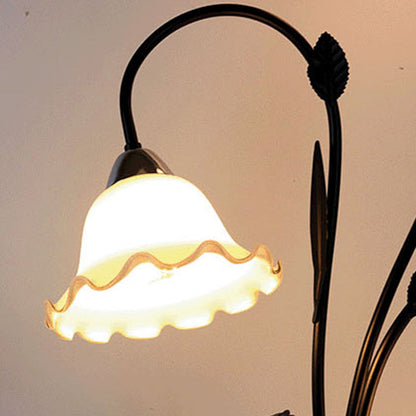 Contemporary Scandinavian Round Cylinder Flower Chandelier Iron Glass 3-Light Standing Floor Lamp For Living Room