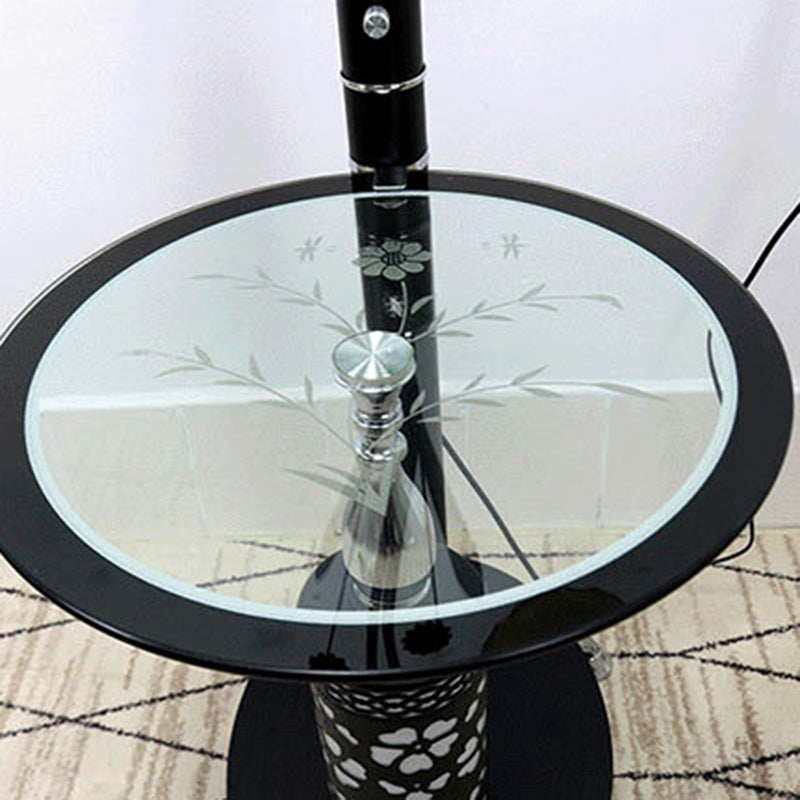 Contemporary Scandinavian Round Cylinder Flower Chandelier Iron Glass 3-Light Standing Floor Lamp For Living Room