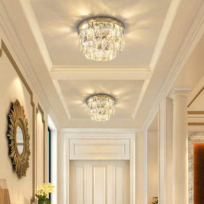 Contemporary Luxury Round Rectangle Iron Glass 5-Light Semi-Flush Mount Ceiling Light For Bedroom