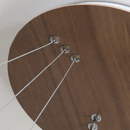 Contemporary Scandinavian Circle Multi-Layer Solid Wood Acrylic LED Island Light Pendant Light For Living Room
