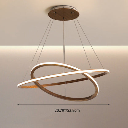 Contemporary Scandinavian Circle Multi-Layer Solid Wood Acrylic LED Island Light Pendant Light For Living Room