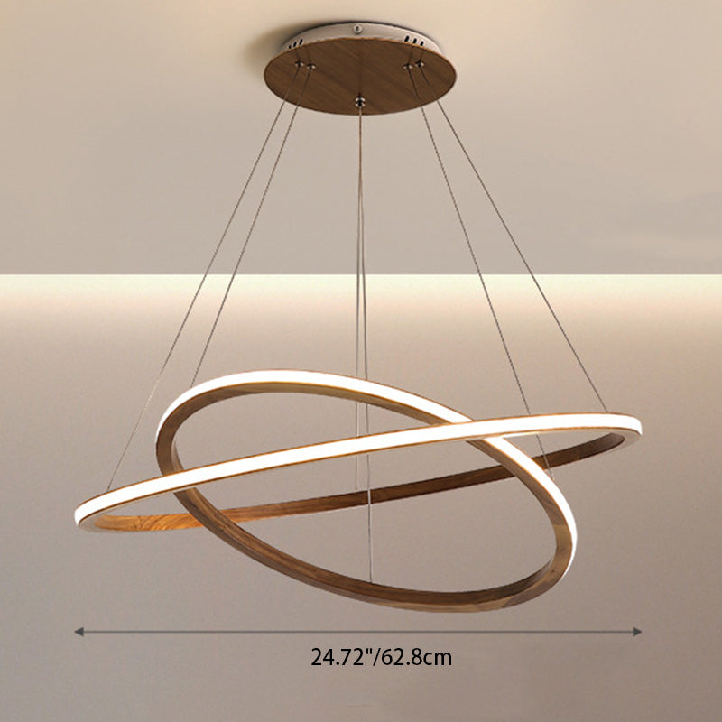 Contemporary Scandinavian Circle Multi-Layer Solid Wood Acrylic LED Island Light Pendant Light For Living Room