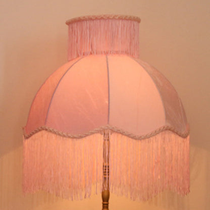Traditional Vintage Cylinder Semicircle Tassel Fabric Copper 1-Light Standing Floor Lamp For Living Room
