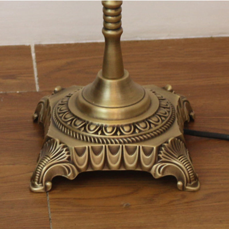 Traditional Vintage Cylinder Semicircle Tassel Fabric Copper 1-Light Standing Floor Lamp For Living Room