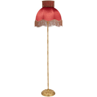 Traditional Vintage Cylinder Semicircle Tassel Fabric Copper 1-Light Standing Floor Lamp For Living Room