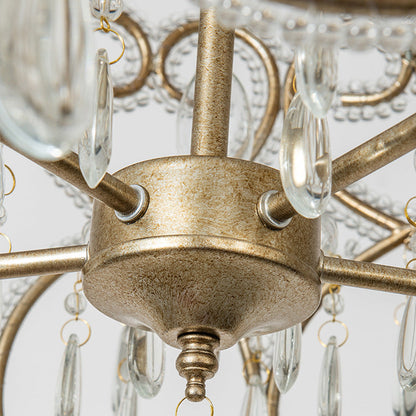 Modern Luxury Circle Heart Round Teardrop Hardware Crystal Brass 5/8 Light Chandelier For Living Room