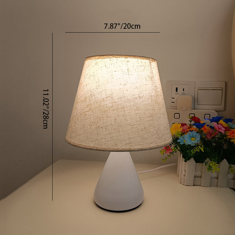 Modern Minimalist Round Table Tapered Iron Fabric 1-Light Table Lamp For Bedroom