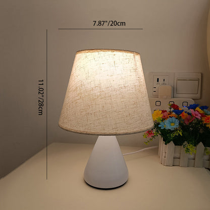 Modern Minimalist Round Table Tapered Iron Fabric 1-Light Table Lamp For Bedroom