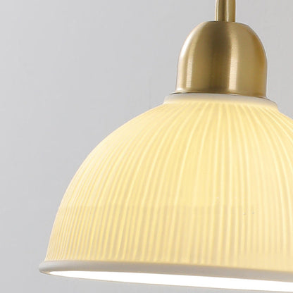 Modern Minimalist Half Circle Striped Disc Base Copper Ceramic 1-Light Wall Sconce Lamp For Bedroom