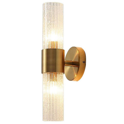 Contemporary Scandinavian Cylinder Disc Base Hardware Glass 2-Light Wall Sconce Lamp For Bedroom