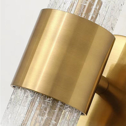 Contemporary Scandinavian Cylinder Disc Base Hardware Glass 2-Light Wall Sconce Lamp For Bedroom