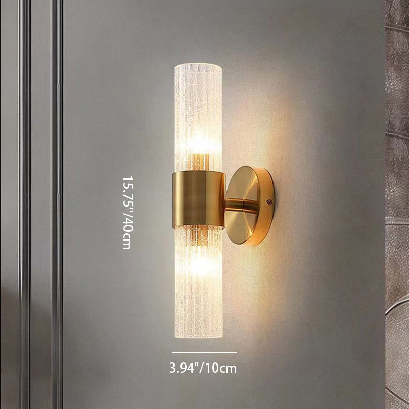 Contemporary Scandinavian Cylinder Disc Base Hardware Glass 2-Light Wall Sconce Lamp For Bedroom