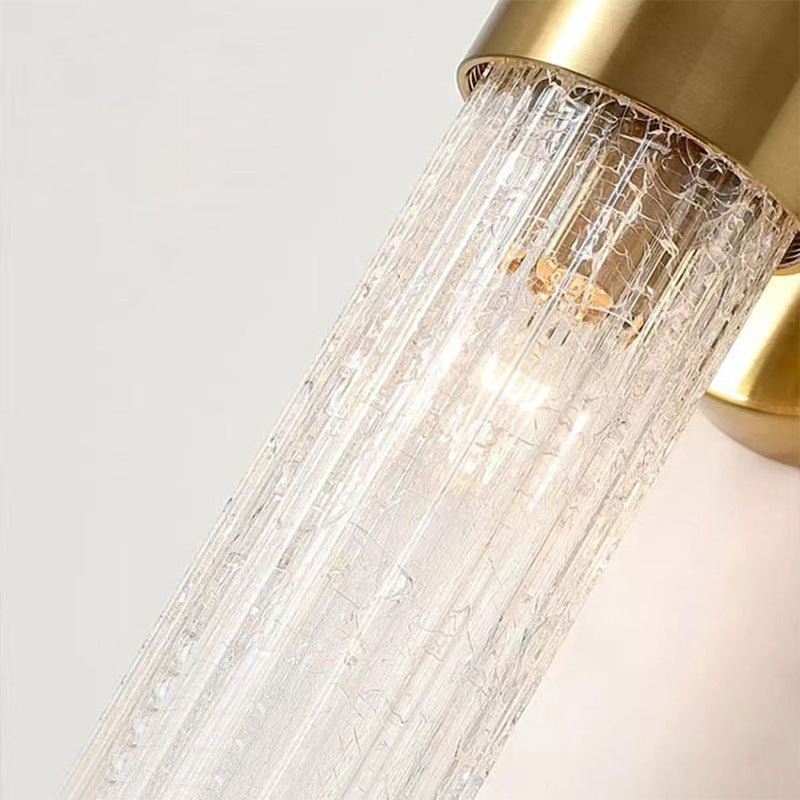 Contemporary Scandinavian Cylinder Disc Base Hardware Glass 2-Light Wall Sconce Lamp For Bedroom