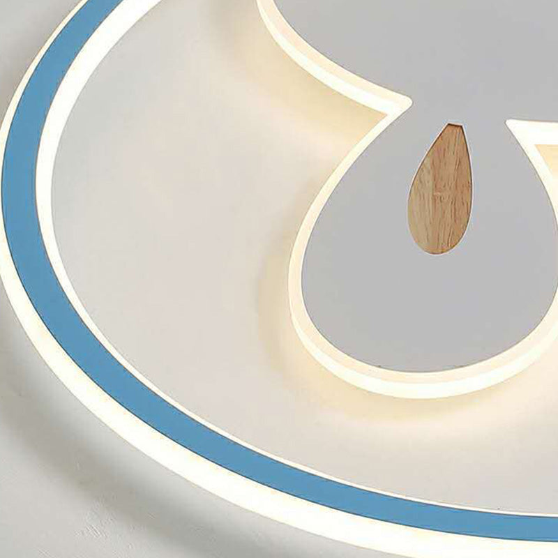 Contemporary Scandinavian Circle Rabbit Hardware Acrylic LED Flush Mount Ceiling Light For Bedroom