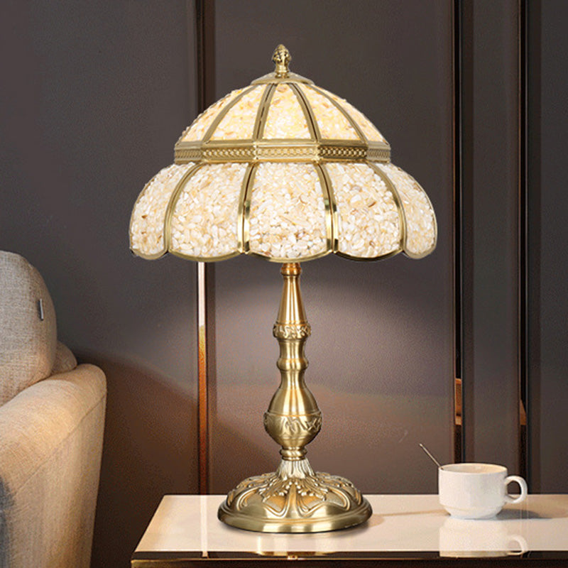 Modern Minimalist Half Round Oval Disc Base Copper Crystal 1-Light Table Lamp For Bedroom