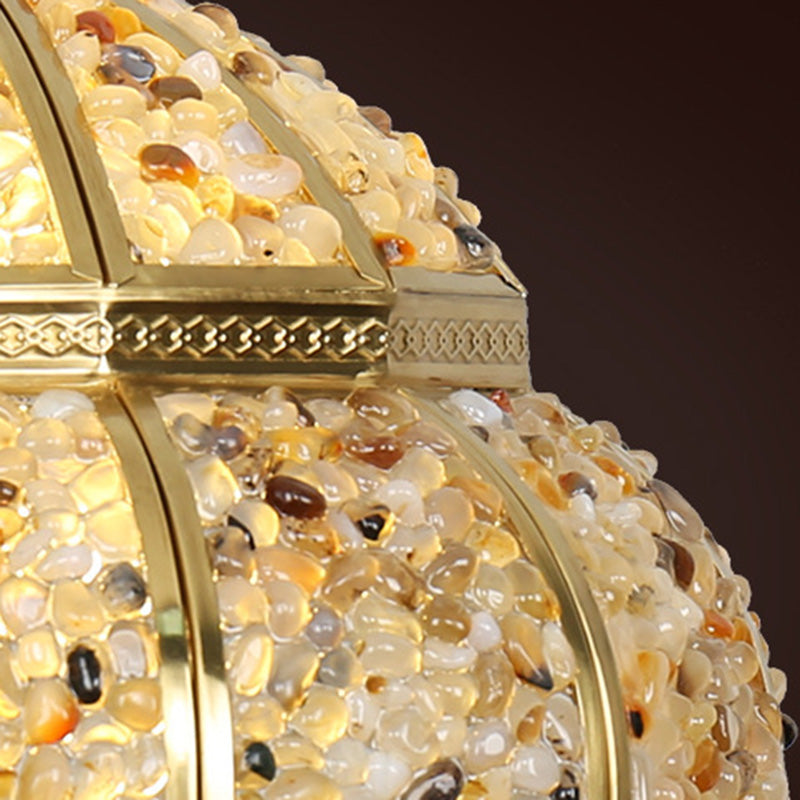 Modern Minimalist Half Round Oval Disc Base Copper Crystal 1-Light Table Lamp For Bedroom