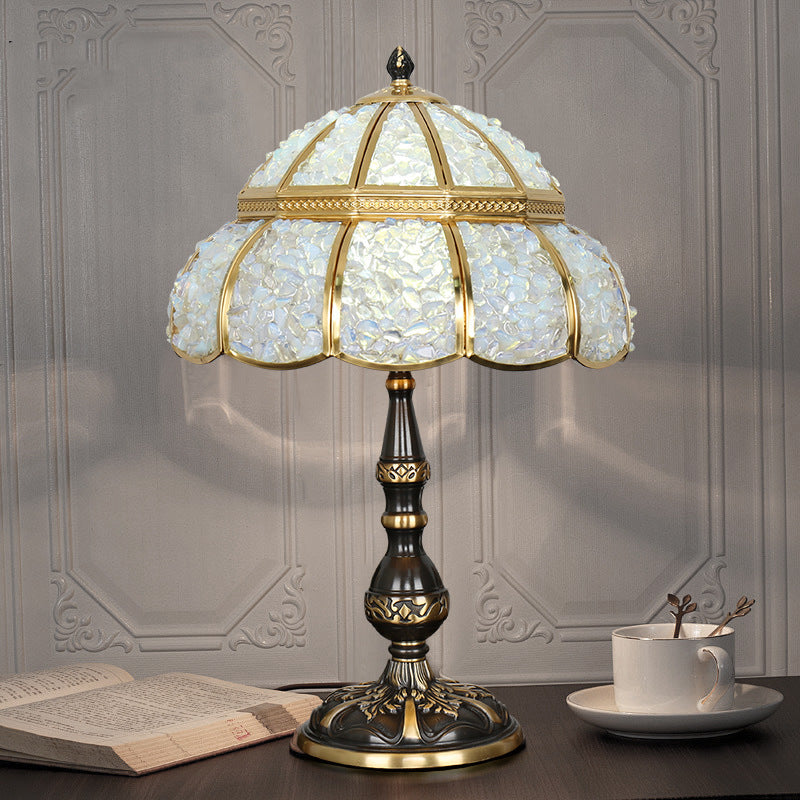 Modern Minimalist Half Round Oval Disc Base Copper Crystal 1-Light Table Lamp For Bedroom