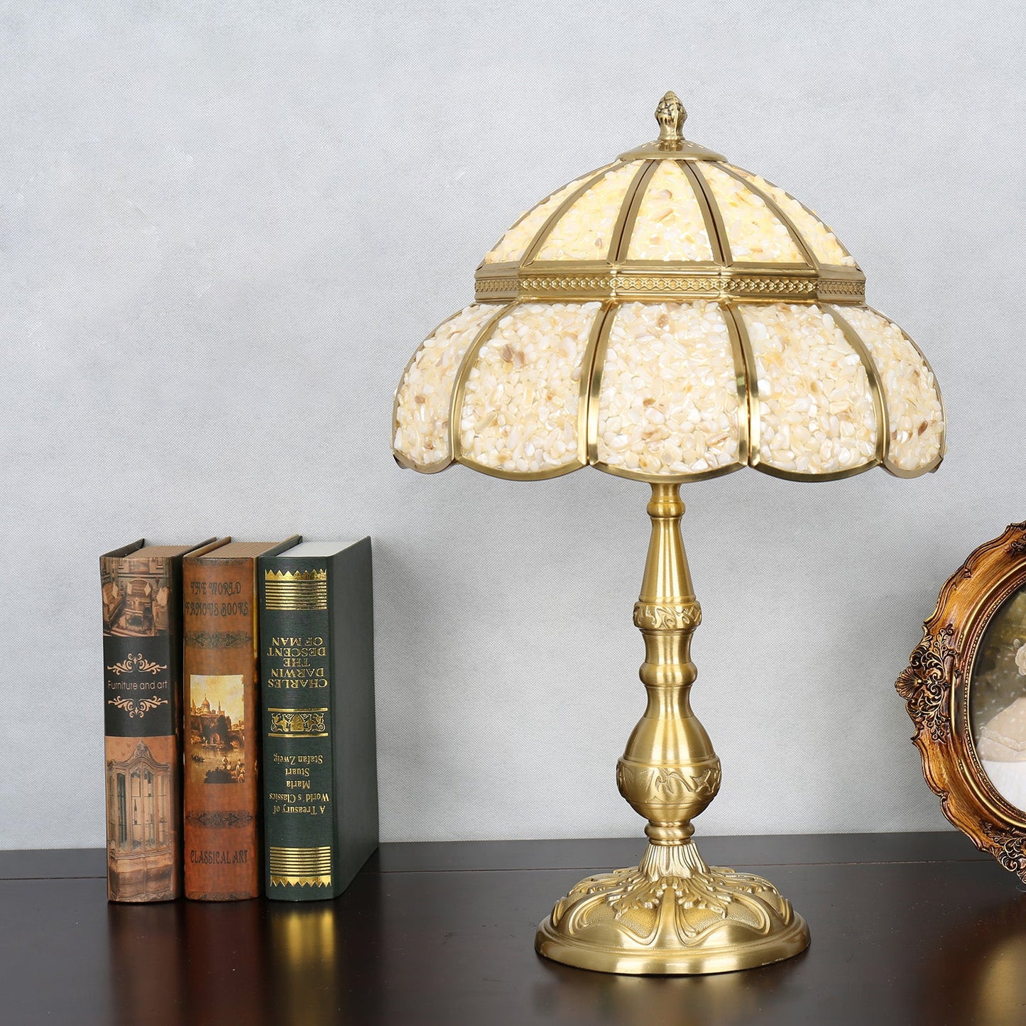 Modern Minimalist Half Round Oval Disc Base Copper Crystal 1-Light Table Lamp For Bedroom