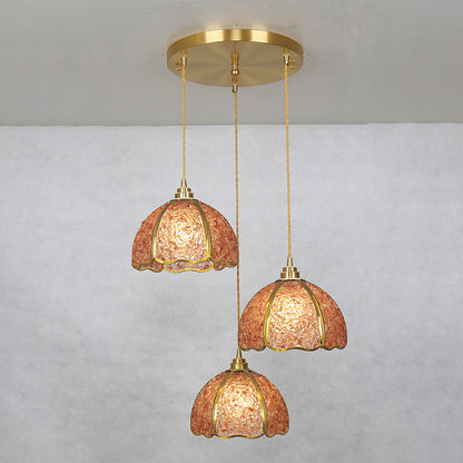 Contemporary Scandinavian Half Circle Stripe Shard Crystal Brass 3-Light Chandelier Island Light For Dining Room