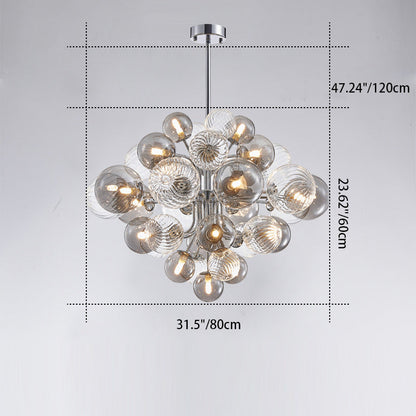 Contemporary Creative Branch Spherical Bubble Cylinder Iron Glass 8/18 Light Chandelier For Living Room