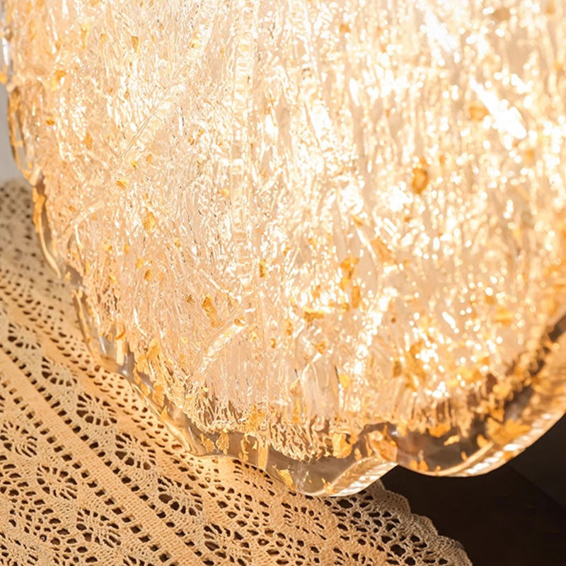 Traditional Vintage Round Flower Gold Foil Iron Resin LED Semi-Flush Mount Ceiling Light For Living Room