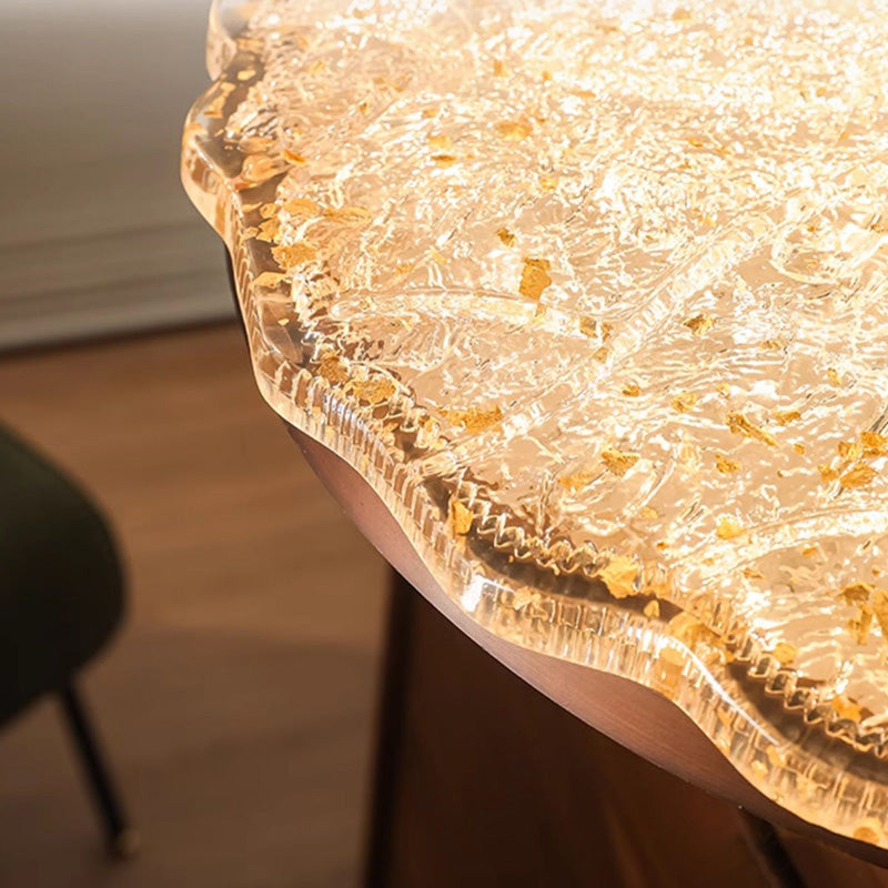 Traditional Vintage Round Flower Gold Foil Iron Resin LED Semi-Flush Mount Ceiling Light For Living Room