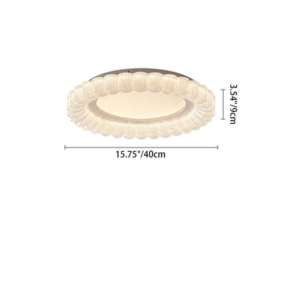 Modern Minimalist Round Flower Iron Acrylic LED Flush Mount Ceiling Light For Bedroom