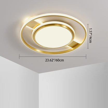 Modern Minimalist Round Circle Rectangle Copper Acrylic Silicone LED Flush Mount Ceiling Light For Living Room