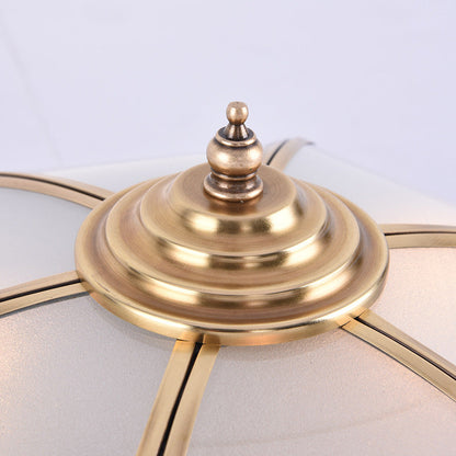 Modern Minimalist Umbrella Striped Disc Carved Copper Glass 3/4/6 Light Flush Mount Ceiling Light For Bedroom
