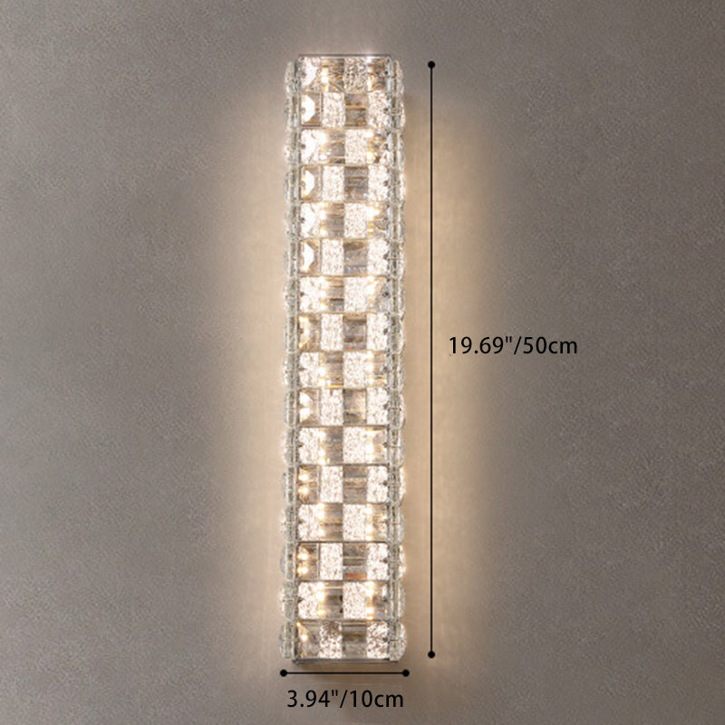 Modern Luxury Rectangle Square Stainless Steel Crystal LED Wall Sconce Lamp For Bedroom