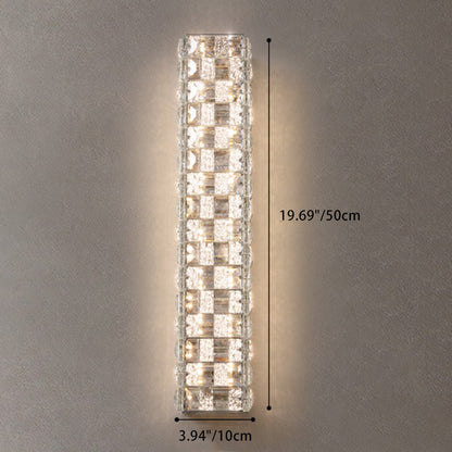 Modern Luxury Rectangle Square Stainless Steel Crystal LED Wall Sconce Lamp For Bedroom