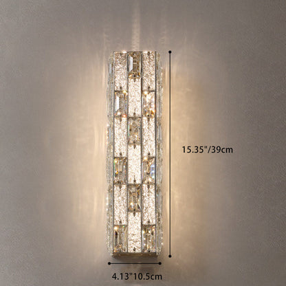 Modern Luxury Rectangle Square Stainless Steel Crystal LED Wall Sconce Lamp For Bedroom
