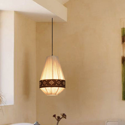 مصباح معلق لغرفة النوم بتصميم أسطواني دائري بتصميم معين من قماش الكتان والقطن بتصميم بوهو معاصر 
