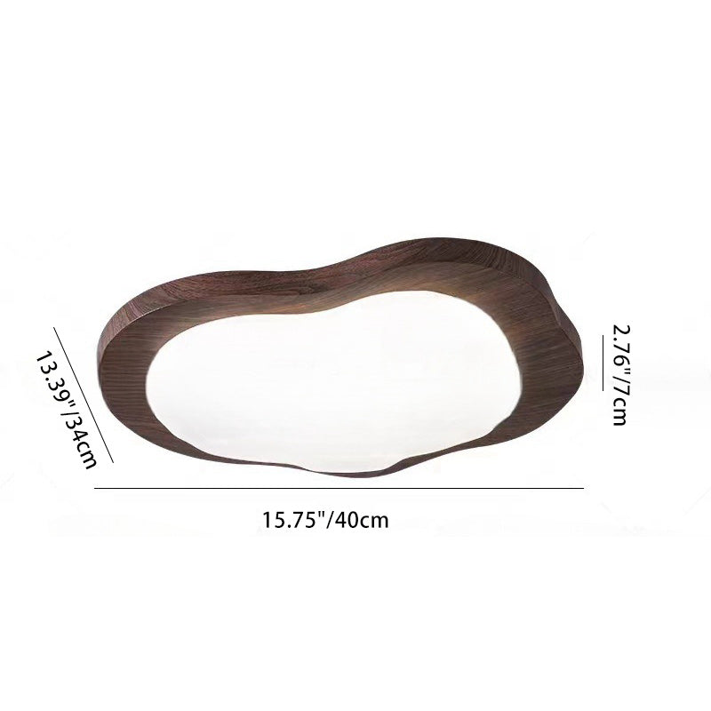 Traditional Vintage Pebble Woodgrain Hardware PVC LED Flush Mount Ceiling Light For Bedroom