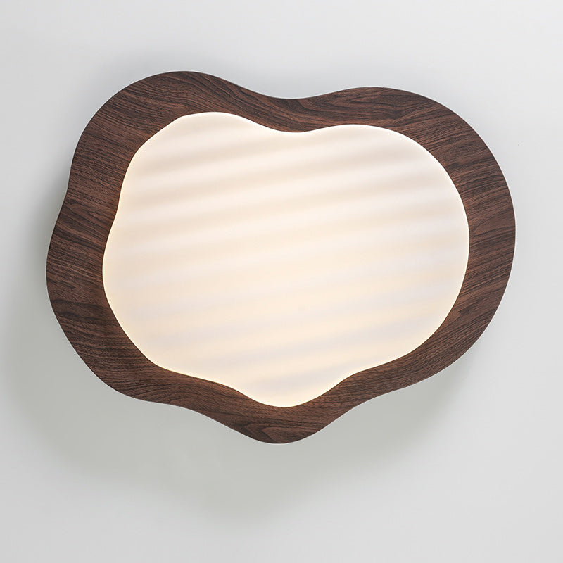 Traditional Vintage Pebble Woodgrain Hardware PVC LED Flush Mount Ceiling Light For Bedroom