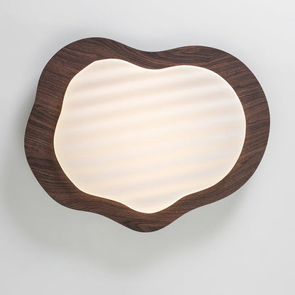 Traditional Vintage Pebble Woodgrain Hardware PVC LED Flush Mount Ceiling Light For Bedroom