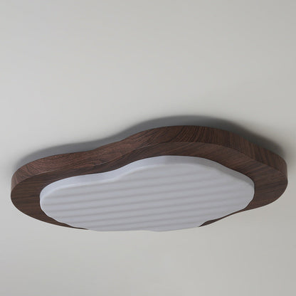 Traditional Vintage Pebble Woodgrain Hardware PVC LED Flush Mount Ceiling Light For Bedroom