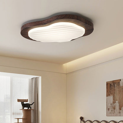 Traditional Vintage Pebble Woodgrain Hardware PVC LED Flush Mount Ceiling Light For Bedroom