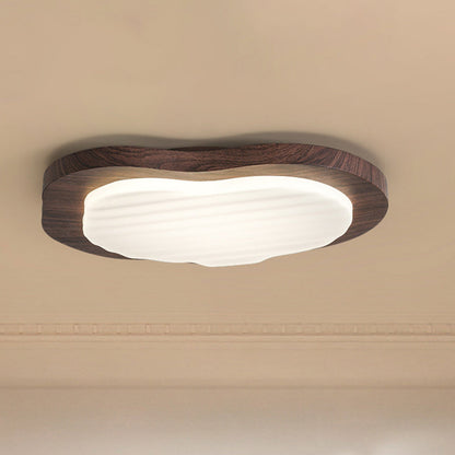 Traditional Vintage Pebble Woodgrain Hardware PVC LED Flush Mount Ceiling Light For Bedroom