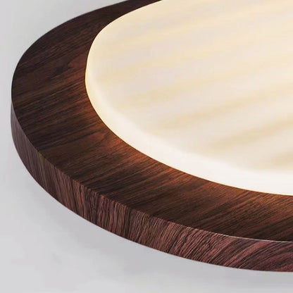 Traditional Vintage Pebble Woodgrain Hardware PVC LED Flush Mount Ceiling Light For Bedroom
