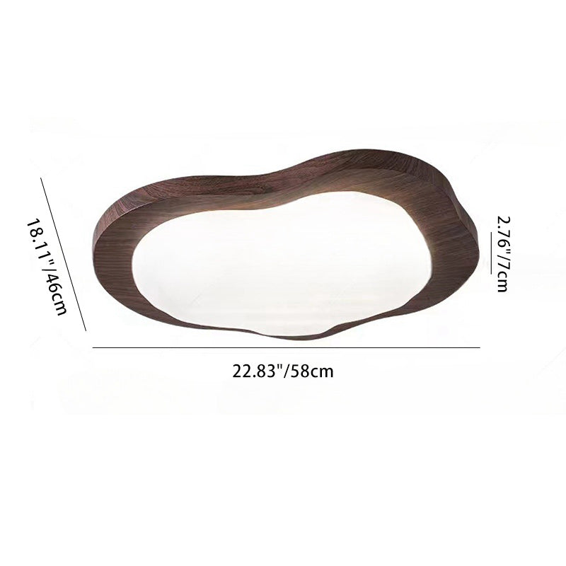 Traditional Vintage Pebble Woodgrain Hardware PVC LED Flush Mount Ceiling Light For Bedroom