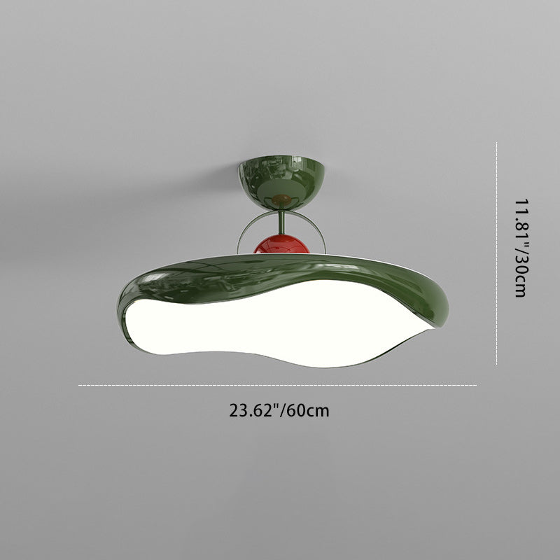 Modern Minimalist Round Wave Arc Semi Circle Base Iron Acrylic LED Semi-Flush Mount Ceiling Light For Bedroom