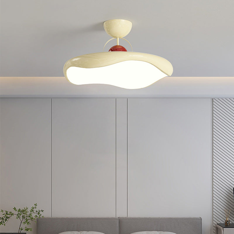 Modern Minimalist Round Wave Arc Semi Circle Base Iron Acrylic LED Semi-Flush Mount Ceiling Light For Bedroom