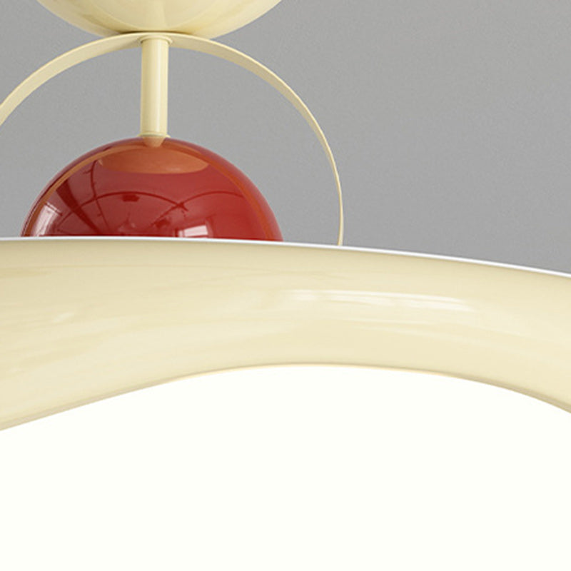 Modern Minimalist Round Wave Arc Semi Circle Base Iron Acrylic LED Semi-Flush Mount Ceiling Light For Bedroom