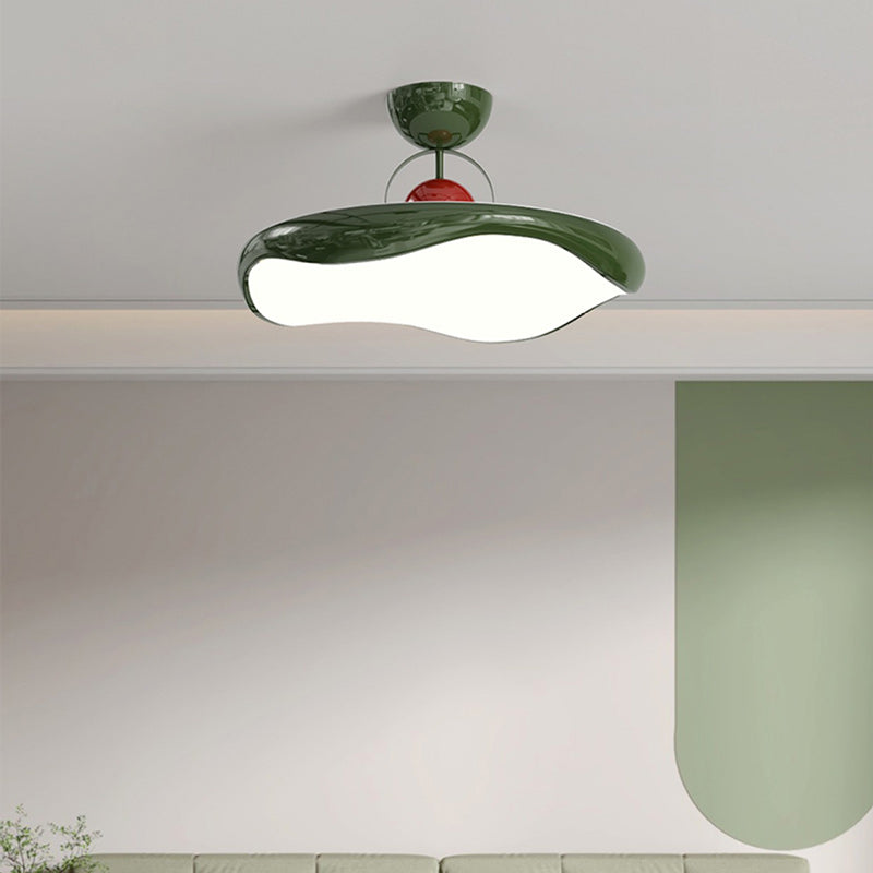 Modern Minimalist Round Wave Arc Semi Circle Base Iron Acrylic LED Semi-Flush Mount Ceiling Light For Bedroom