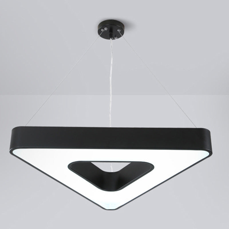 Modern Minimalist Triangle Hollow Iron Acrylic LED Pendant Light For Living Room