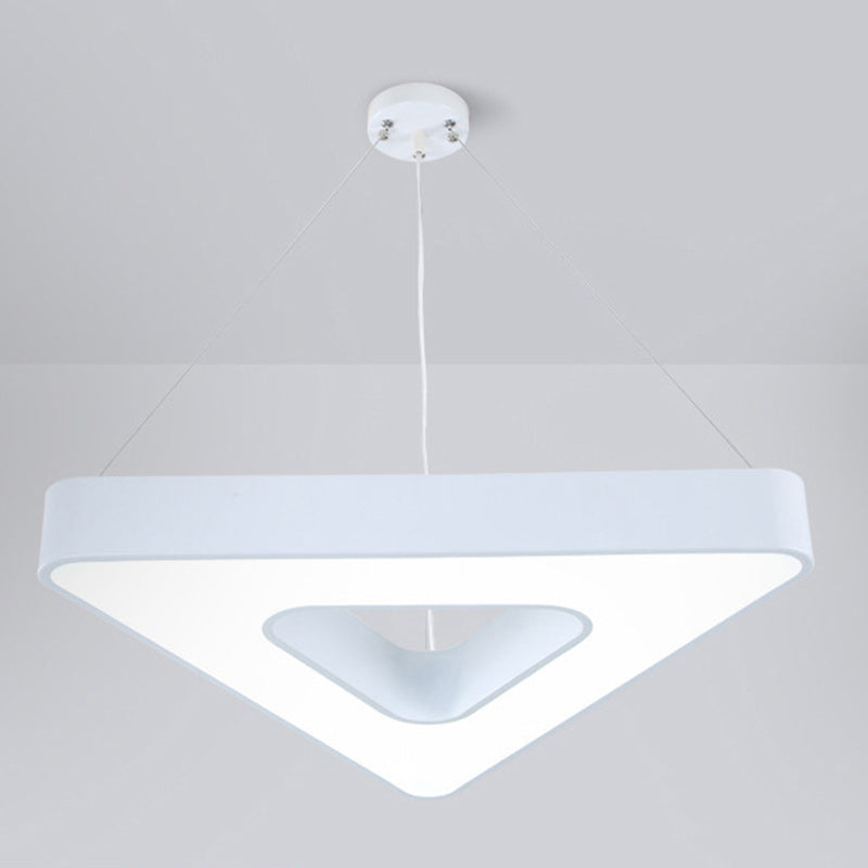 Modern Minimalist Triangle Hollow Iron Acrylic LED Pendant Light For Living Room