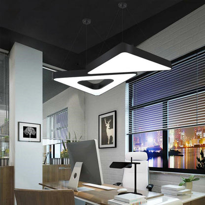 Modern Minimalist Triangle Hollow Iron Acrylic LED Pendant Light For Living Room