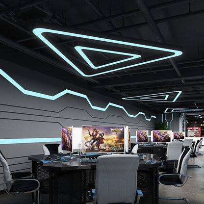Modern Minimalist Triangle Hollow Iron Acrylic LED Pendant Light For Living Room